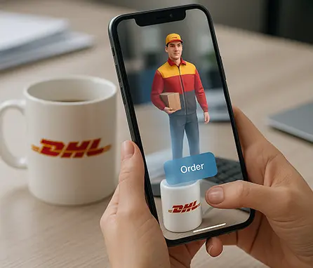 Taza interactiva de la agencia de realidad aumentada para empresas