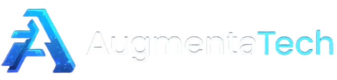 Logo blanco de Augmenta Tech, agencia de realidad aumentada para empresas